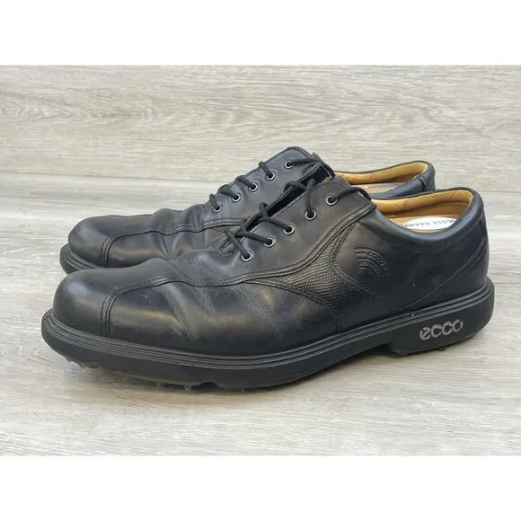 Ecco Hydromax Oxford Men's Euro 47 Black Leather Round Toe Lace Up Golf Shoes