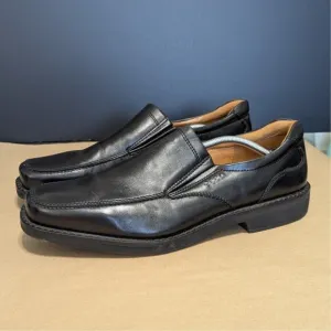 Ecco Seattle Apron Toe Slip On Dress Shoes Black Leather Formal Square Toe 47