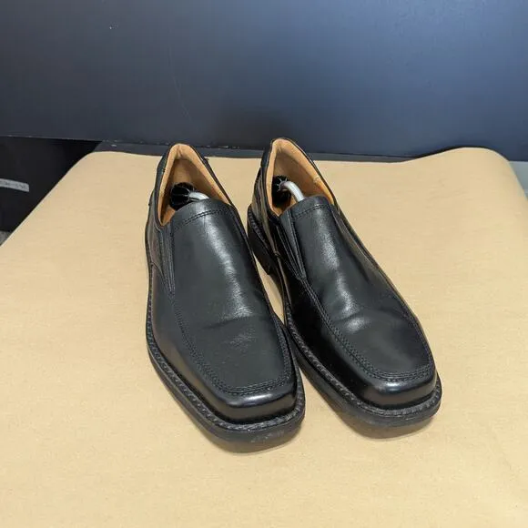 Ecco Seattle Apron Toe Slip On Dress Shoes Black Leather Formal Square Toe 47