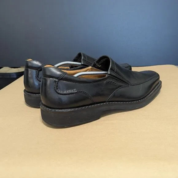 Ecco Seattle Apron Toe Slip On Dress Shoes Black Leather Formal Square Toe 47