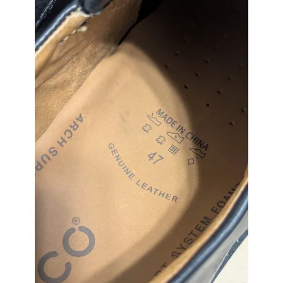 Ecco Seattle Apron Toe Slip On Dress Shoes Black Leather Formal Square Toe 47