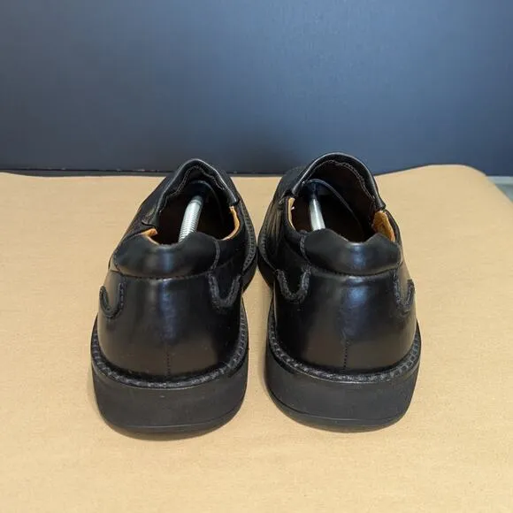 Ecco Seattle Apron Toe Slip On Dress Shoes Black Leather Formal Square Toe 47