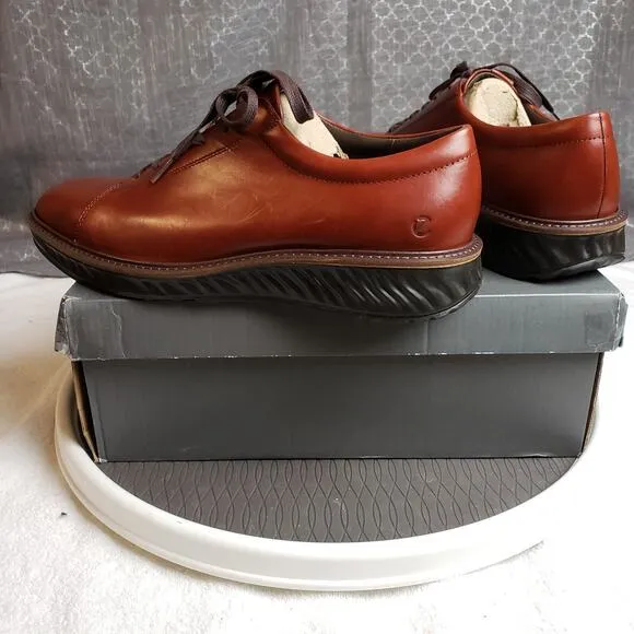 ECCO st.1 Hybrid Leather Derby Shoe Sneaker Mens 11.5 Cognac Leather Lace Up