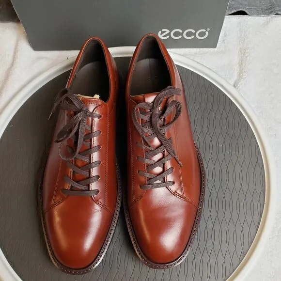 ECCO st.1 Hybrid Leather Derby Shoe Sneaker Mens 11.5 Cognac Leather Lace Up