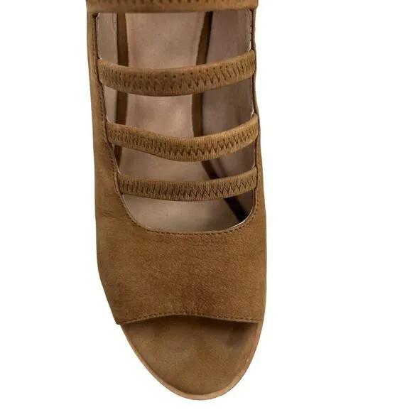 Eileen Fisher Booties Womens 10 James Strappy Sienna Tan Ankle Open Toe Shoes