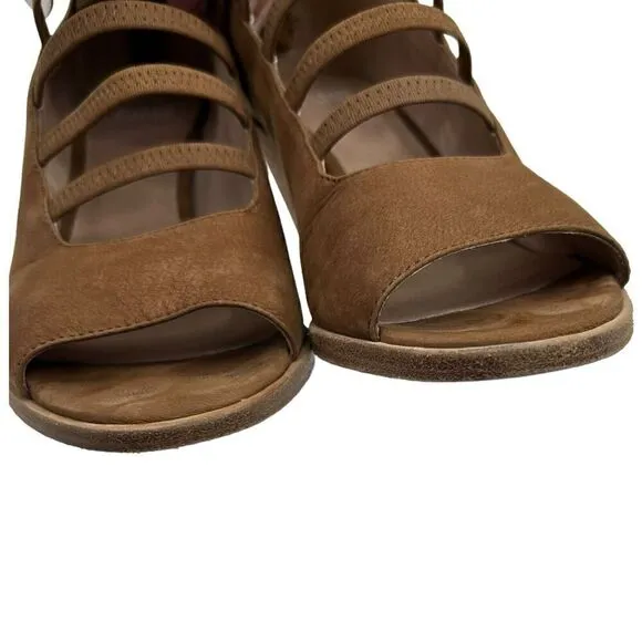 Eileen Fisher Booties Womens 10 James Strappy Sienna Tan Ankle Open Toe Shoes