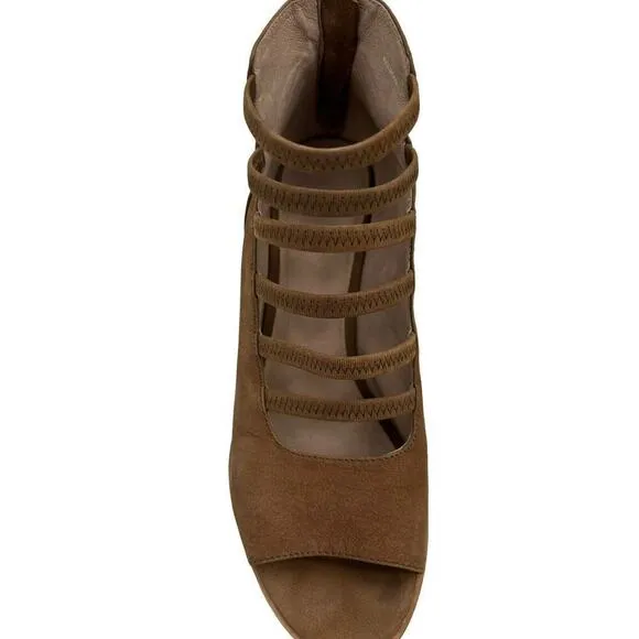 Eileen Fisher Booties Womens 10 James Strappy Sienna Tan Ankle Open Toe Shoes