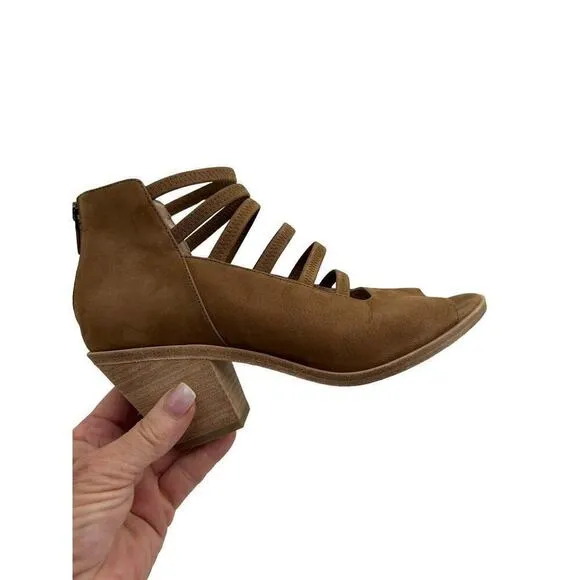 Eileen Fisher Booties Womens 10 James Strappy Sienna Tan Ankle Open Toe Shoes