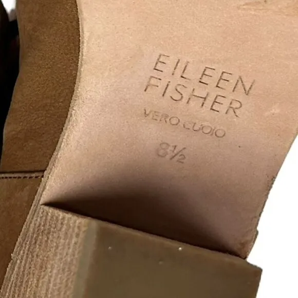 Eileen Fisher Booties Womens 10 James Strappy Sienna Tan Ankle Open Toe Shoes