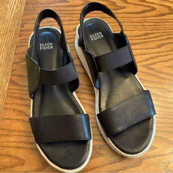 Eileen Fisher Leather Strappy Sandals, Women’s Sz 9