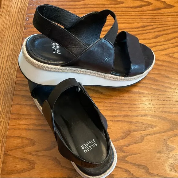 Eileen Fisher Leather Strappy Sandals, Women’s Sz 9