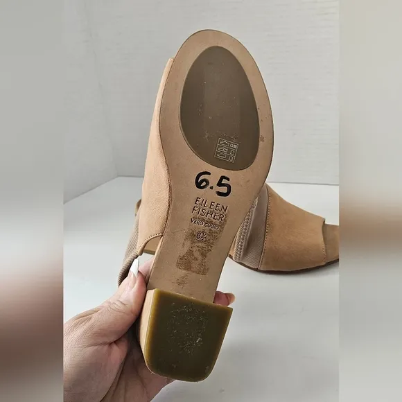 Eileen Fisher Luca Easy block suede open toe show size 6.5‎