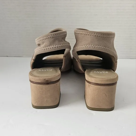 Eileen Fisher Luca Easy block suede open toe show size 6.5‎