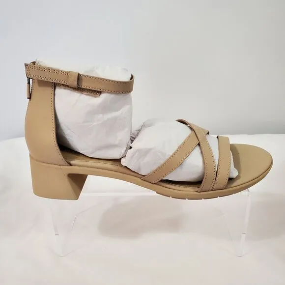 Eileen Fisher Sandals Women's 10 Strappy Noni Khaki Tumbled Leather Tan NIB