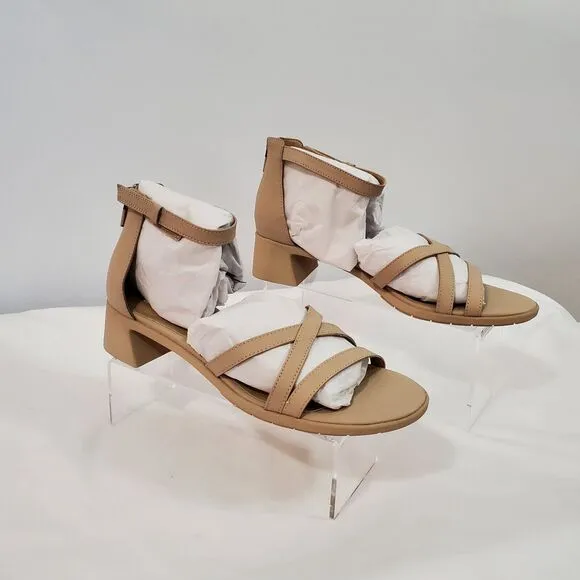 Eileen Fisher Sandals Women's 10 Strappy Noni Khaki Tumbled Leather Tan NIB