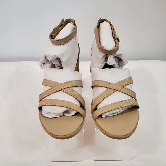 Eileen Fisher Sandals Women's 10 Strappy Noni Khaki Tumbled Leather Tan NIB