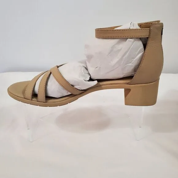 Eileen Fisher Sandals Women's 10 Strappy Noni Khaki Tumbled Leather Tan NIB