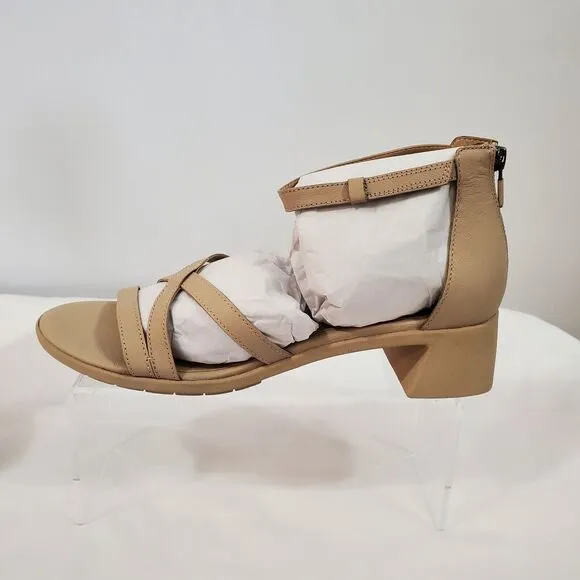 Eileen Fisher Sandals Women's 10 Strappy Noni Khaki Tumbled Leather Tan NIB