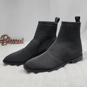 🧸EILEEN FISHER🧸JUDE RECYCLED COLOR GRAY STRECHEY KNIT BOOTIE 🧸LADIES 6🧸NWOB
