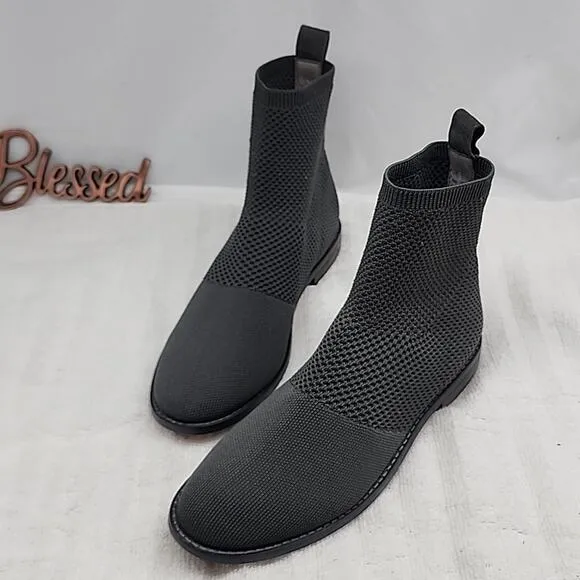 🧸EILEEN FISHER🧸JUDE RECYCLED COLOR GRAY STRECHEY KNIT BOOTIE 🧸LADIES 6🧸NWOB