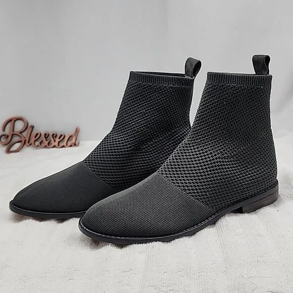 🧸EILEEN FISHER🧸JUDE RECYCLED COLOR GRAY STRECHEY KNIT BOOTIE 🧸LADIES 6🧸NWOB