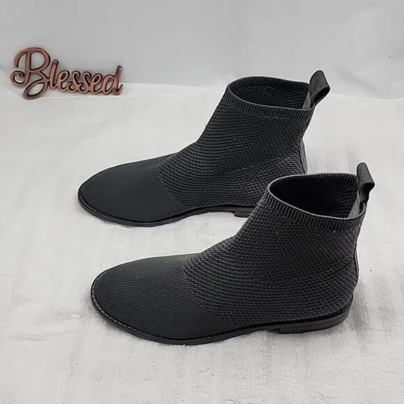 🧸EILEEN FISHER🧸JUDE RECYCLED COLOR GRAY STRECHEY KNIT BOOTIE 🧸LADIES 6🧸NWOB