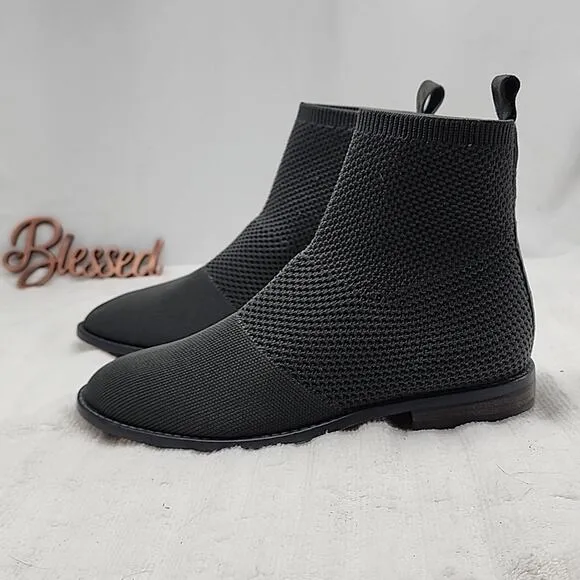 🧸EILEEN FISHER🧸JUDE RECYCLED COLOR GRAY STRECHEY KNIT BOOTIE 🧸LADIES 6🧸NWOB