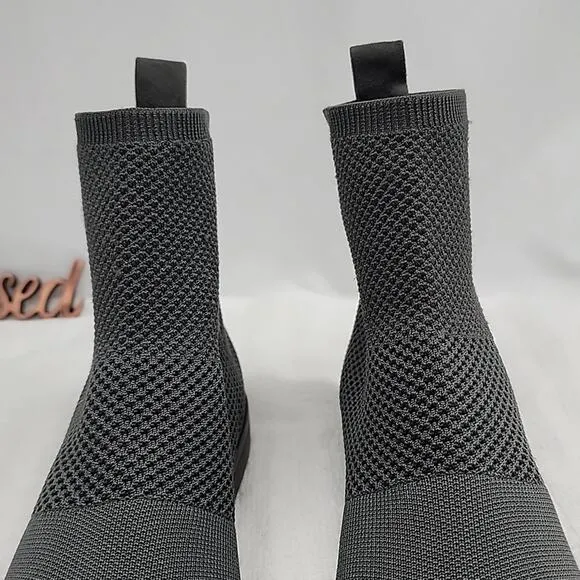 🧸EILEEN FISHER🧸JUDE RECYCLED COLOR GRAY STRECHEY KNIT BOOTIE 🧸LADIES 6🧸NWOB