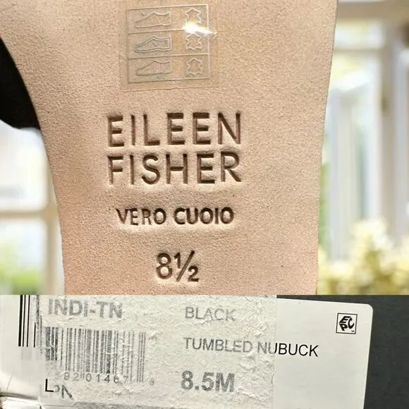 EILEEN FISHER Indi Tumbled Nubuck Pump Closed Toe Ankle Strap Size 8.5