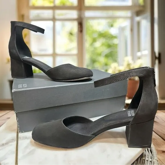 EILEEN FISHER Indi Tumbled Nubuck Pump Closed Toe Ankle Strap Size 8.5