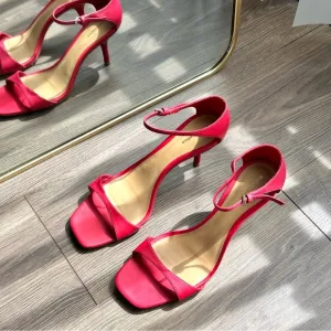 Elegant Berry Red Heeled Sandals