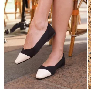 Elegant Black and Cream Women's Flats