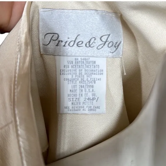 Elegant Cream &amp; Silver Trim Fleur-de-Lis Jacket Sz 24WP Pride &amp; Joy Wedding NWT