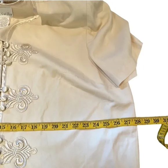 Elegant Cream &amp; Silver Trim Fleur-de-Lis Jacket Sz 24WP Pride &amp; Joy Wedding NWT