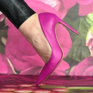 Elegant leather pink fuchsia pumps