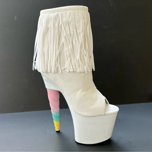 Ellie 7&quot; Unicorn Heel Platform Shoes Stripper  Pole Dance Stilettos  777 Prince