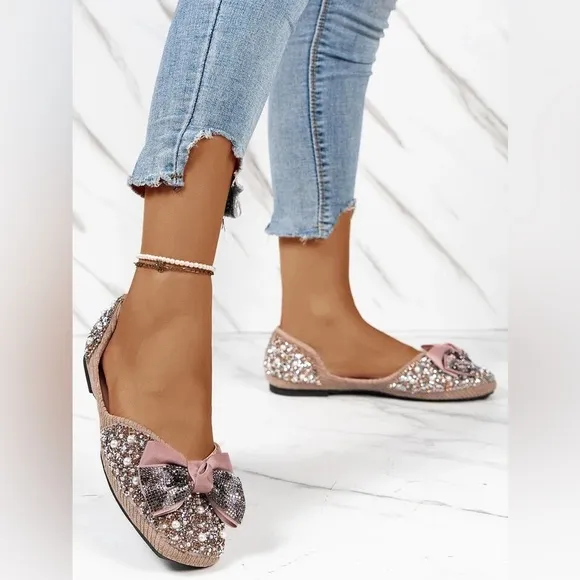Embellished Flats  with Ornate Toe Design