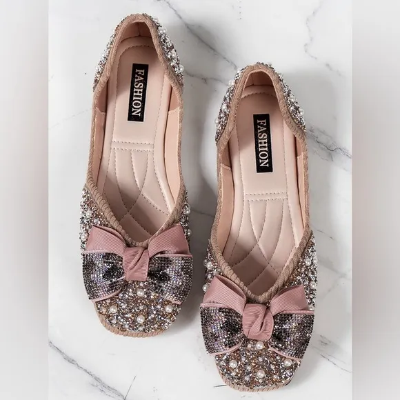 Embellished Flats  with Ornate Toe Design