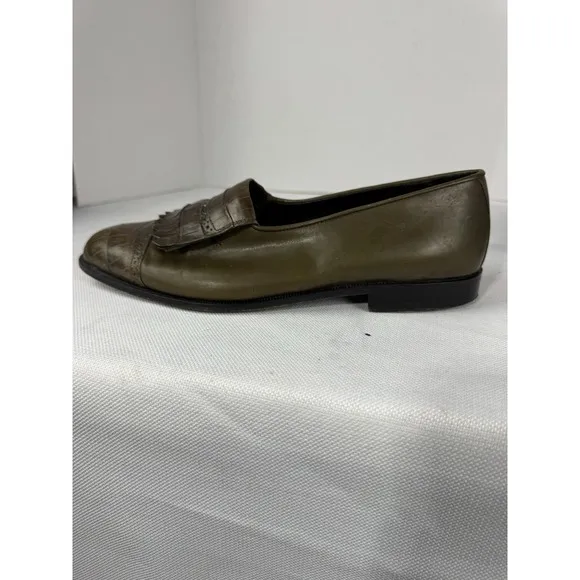 Ennesi Men's Dress shoes Green Alligator skin wingtips 9.5