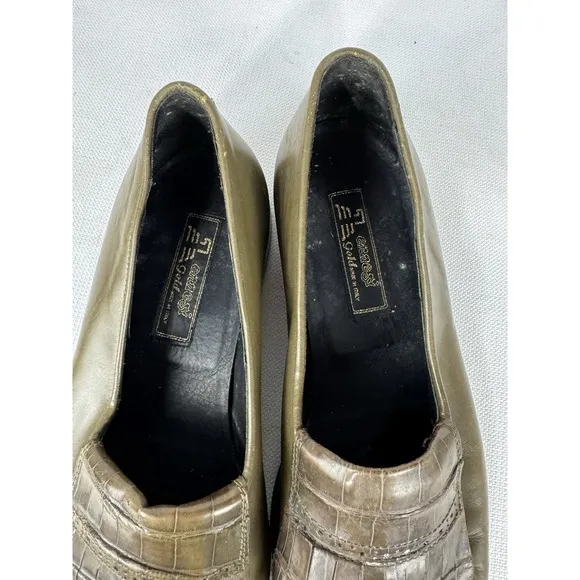 Ennesi Men's Dress shoes Green Alligator skin wingtips 9.5