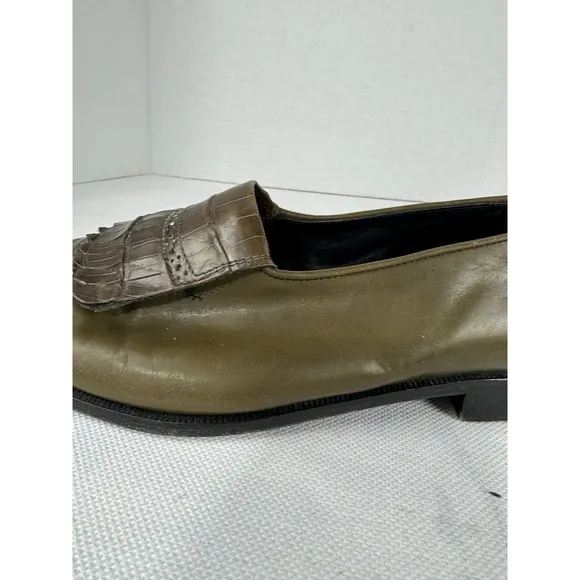 Ennesi Men's Dress shoes Green Alligator skin wingtips 9.5