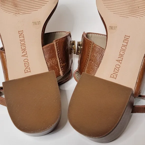 ENZO ANGIOLINI Jazzmine Open toe Slingback Leather Sandals Size 7