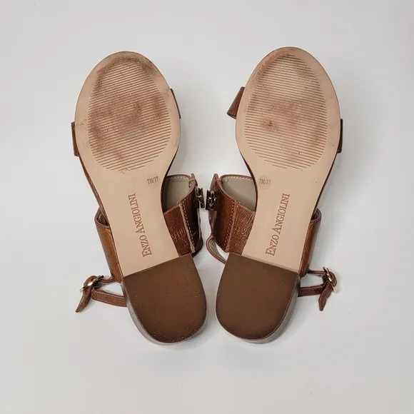 ENZO ANGIOLINI Jazzmine Open toe Slingback Leather Sandals Size 7
