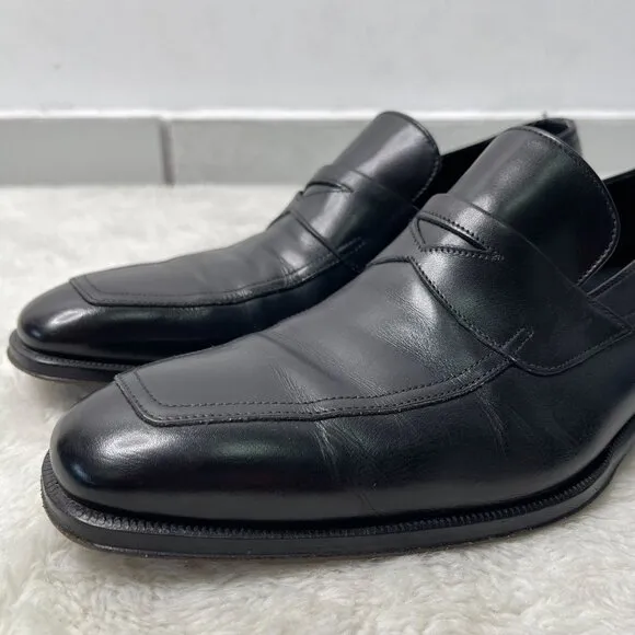Ermenegildo Zegna Men's Black Leather Penny Loafer Slip On Dress Shoes Size 8.5
