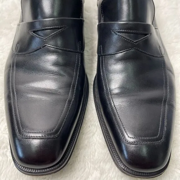 Ermenegildo Zegna Men's Black Leather Penny Loafer Slip On Dress Shoes Size 8.5