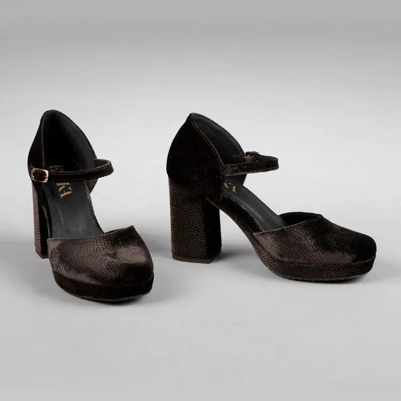 ESSKA Viv High Heeled Shoes in Velvet Carbon