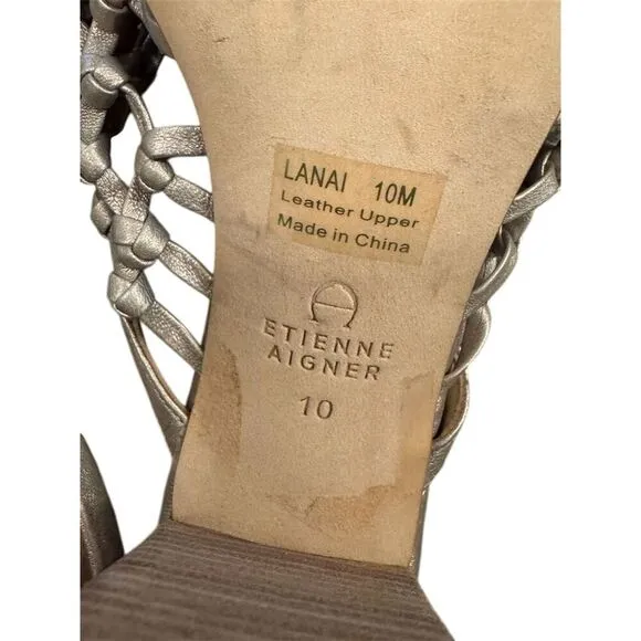 Etienne Aigner Lanai Women's Gray Woven Leather Mules Size 10