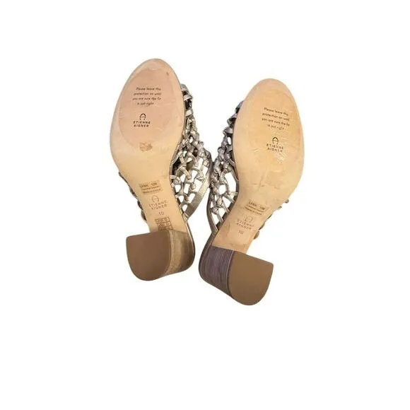 Etienne Aigner Lanai Women's Gray Woven Leather Mules Size 10