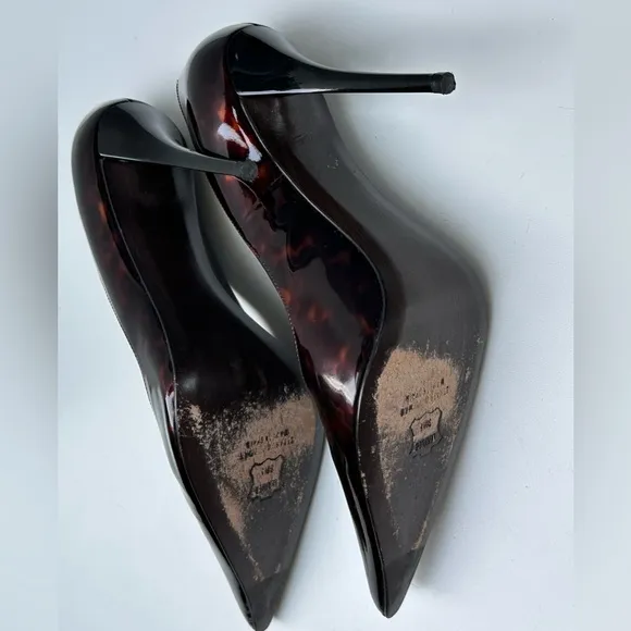 EUC Stuart Weitzman STUART POWER 100 Gloss Tortoise Pumps, size 9