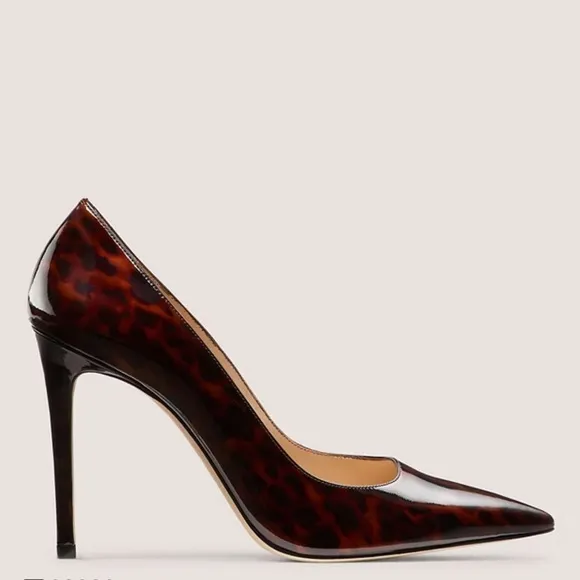 EUC Stuart Weitzman STUART POWER 100 Gloss Tortoise Pumps, size 9